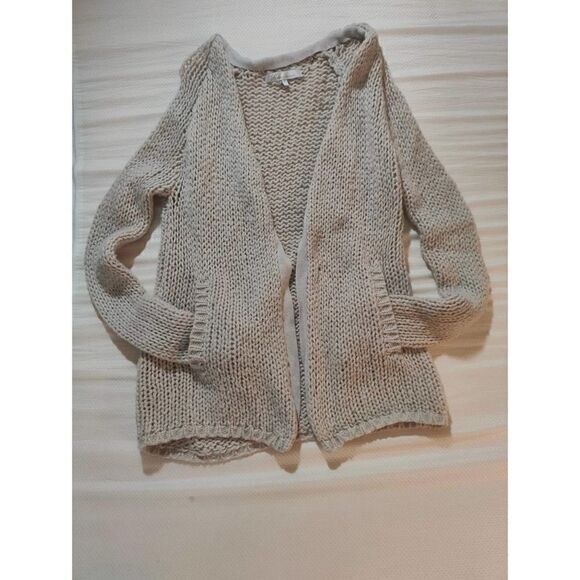 LOVERS + FRIENDS WOOL BLEND CARDIGAN SIZE S CREAM OPEN WEAVE POCKETS - Picture 1 of 6